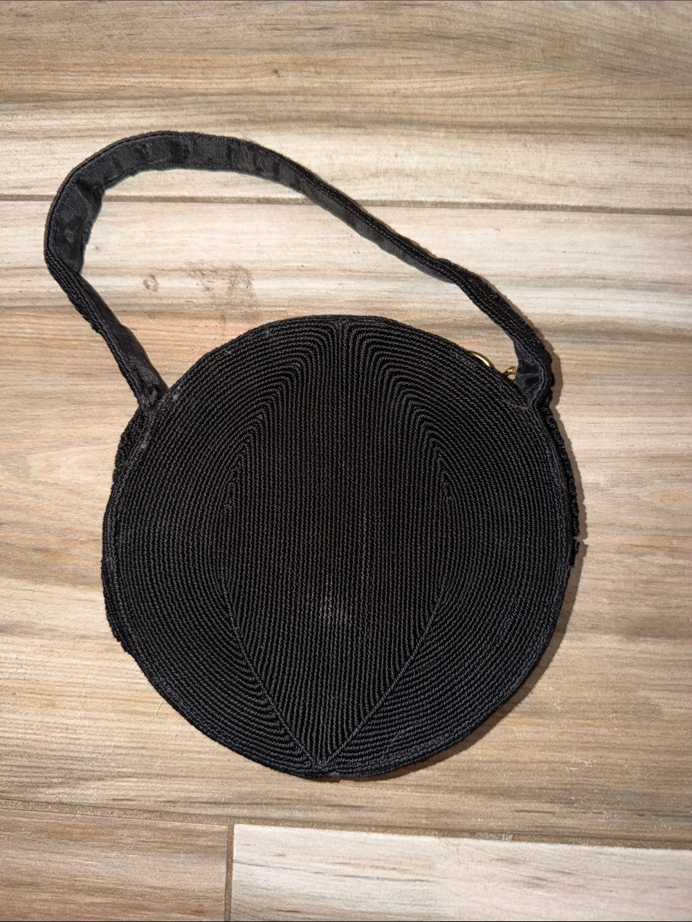 Vintage Mini Circular Corde Purse in Black